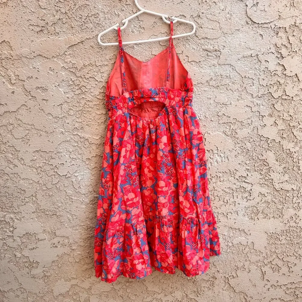 Gap Kids Pink and Blue Floral Linen Blend Sundress Size Large (10-11y)